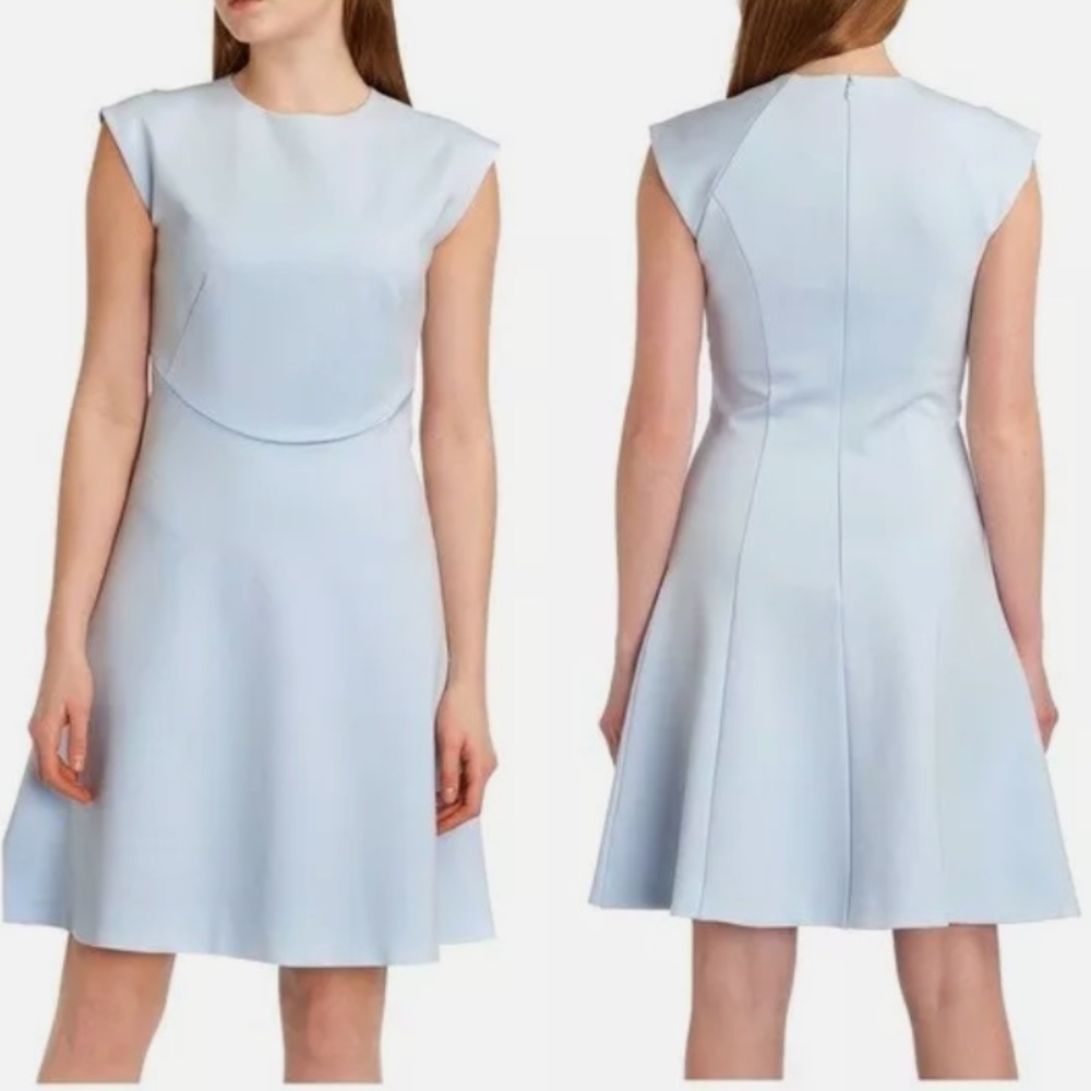 Nwt Ted Baker Claudie pale blue seam detail a-line flare skirt dress